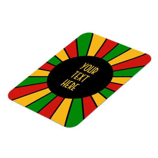 RASTAFARI FLAG BUTTON RAYS + uw teken of monogram Magneet (Linkerzijde)