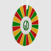 RASTAFARI FLAG BUTTON RAYS + uw teken of monogram Ornament (voorkant)