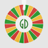 RASTAFARI FLAG BUTTON RAYS + uw teken of monogram Ornament (achterkant)