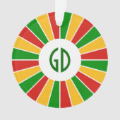 RASTAFARI FLAG BUTTON RAYS + uw teken of monogram Ornament (voorkant)