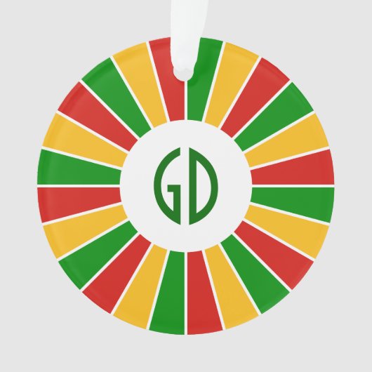 RASTAFARI FLAG BUTTON RAYS + uw teken of monogram Ornament (voorkant)