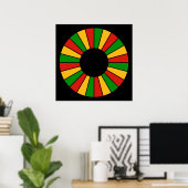 RASTAFARI FLAG BUTTON RAYS + uw teken of monogram Poster (Thuiskantoor)