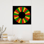 RASTAFARI FLAG BUTTON RAYS + uw teken of monogram Poster (Keuken)