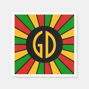RASTAFARI FLAG BUTTON RAYS + uw teken of monogram Servet