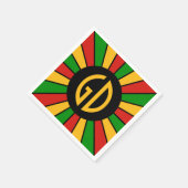 RASTAFARI FLAG BUTTON RAYS + uw teken of monogram Servet (Hoek)