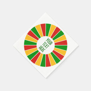 RASTAFARI FLAG BUTTON RAYS + uw teken of monogram Servet