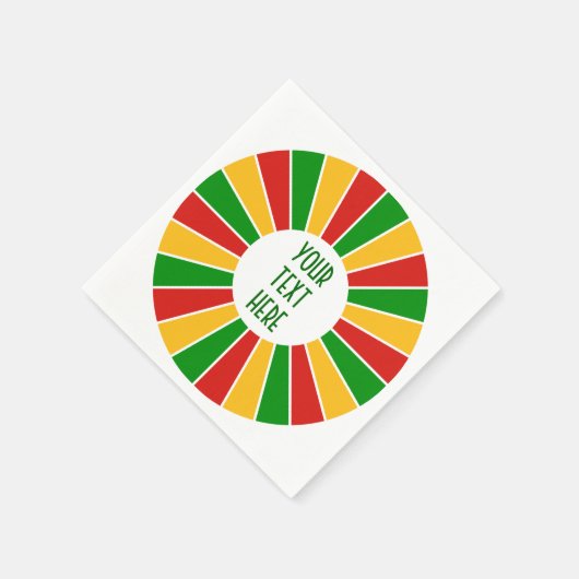 RASTAFARI FLAG BUTTON RAYS + uw teken of monogram Servet (Hoek)