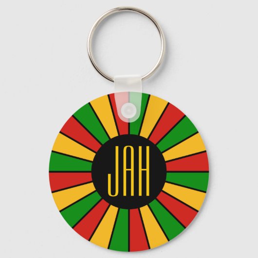 RASTAFARI FLAG BUTTON RAYS + uw teken of monogram Sleutelhanger (Voorkant)