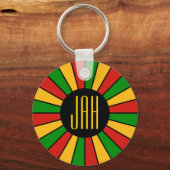 RASTAFARI FLAG BUTTON RAYS + uw teken of monogram Sleutelhanger (Voorkant)