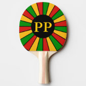 RASTAFARI FLAG BUTTON RAYS + uw teken of monogram Tafeltennisbatje (Achterkant)