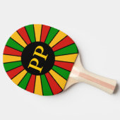 RASTAFARI FLAG BUTTON RAYS + uw teken of monogram Tafeltennisbatje (Zijkant)