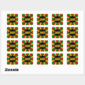 RASTAFARI FLAG BUTTON RAYS + uw teken of monogram Vierkante Sticker (Vel)