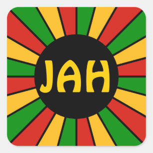 RASTAFARI FLAG BUTTON RAYS + uw teken of monogram Vierkante Sticker