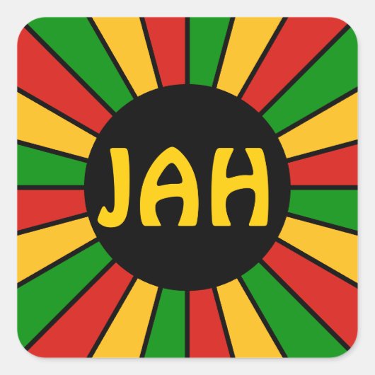 RASTAFARI FLAG BUTTON RAYS + uw teken of monogram Vierkante Sticker (Voorkant)