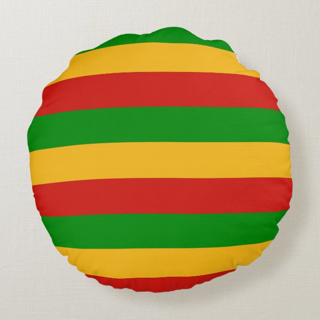 RASTAFARI FLAG COLORS + uw ideeën Rond Kussen (Achterkant)