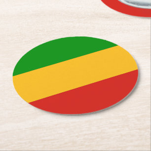 RASTAFARI FLAG COLORS + uw ideeën Ronde Kartonnen Onderzetter