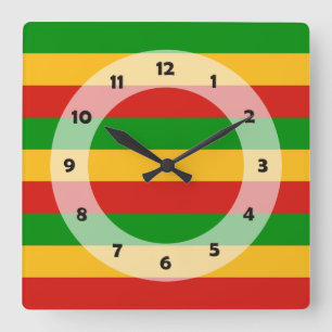 RASTAFARI FLAG COLORS + uw ideeën Vierkante Klok