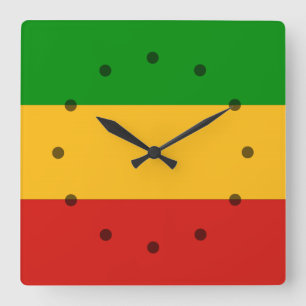 RASTAFARI FLAG COLORS + uw ideeën Vierkante Klok