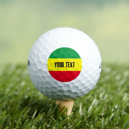 Rastafari flag golf ball set with custom text golfballen (Insitu Shirt)
