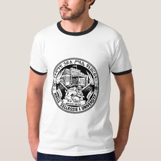 Rastafari, Haile Selassie I University - B/W Trim T-shirt (Voorkant)
