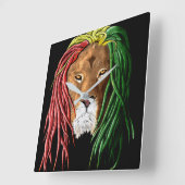 Rastafari Lion Vierkante Klok (Hoek)