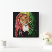 Rastafari Lion Vierkante Klok (Huis)