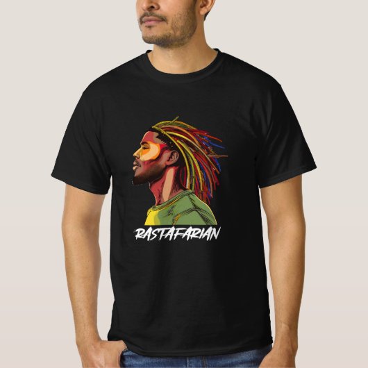 Rastafari met kleurrijk Dreadlock haar T-shirt (Voorkant)