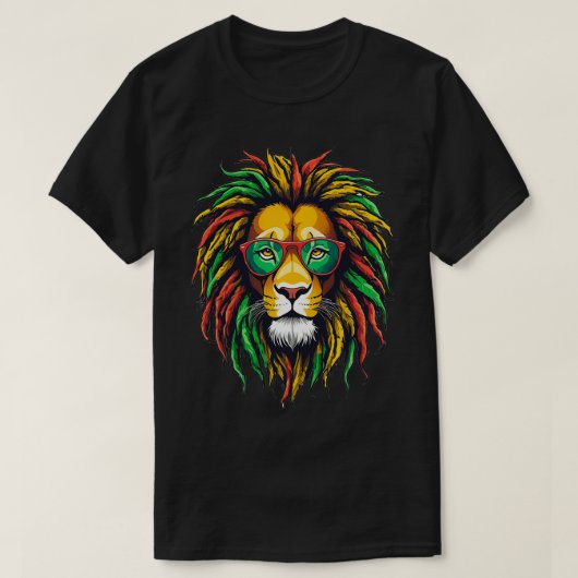 Rastafari Rasta Reggae Leeuw Zonnebril 2 T-shirt (Design voorkant)