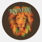 Rastafari (Rastafarische Reggae Leeuw) Ronde Sticker (Voorkant)