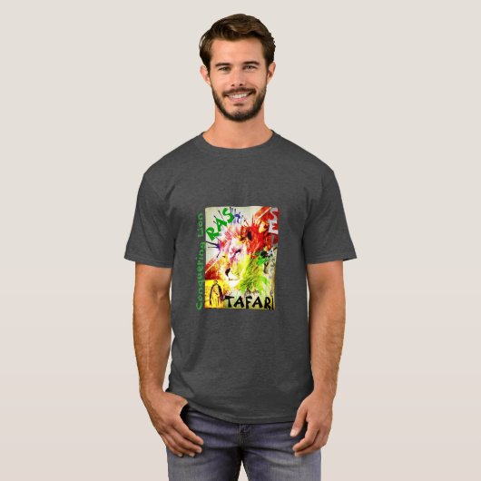 Rastafari Selassie Lion uit Judah T-shirt (Voorkant volledig)