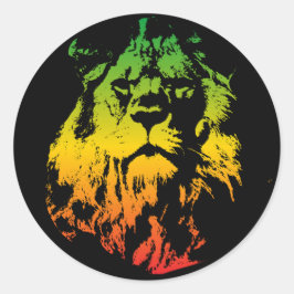 Rastafari Vlag Gekleurde Leeuw van Juda Ronde Sticker