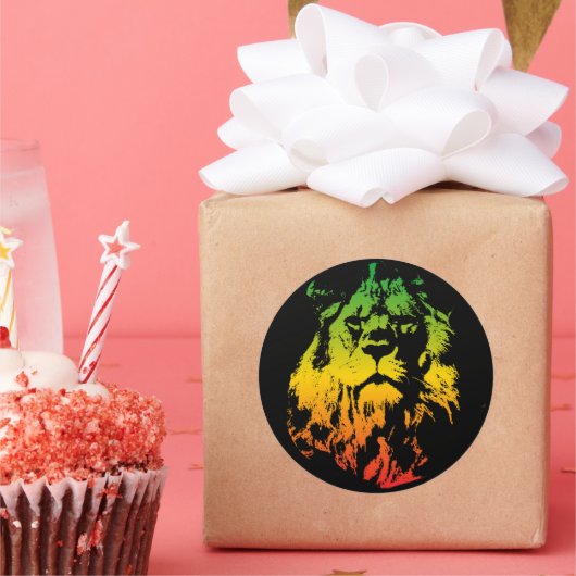 Rastafari Vlag Gekleurde Leeuw van Juda Ronde Sticker (Feest)