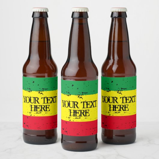 Rastafari vlag groen geel rood reggae strepen bier etiket (Flessen)