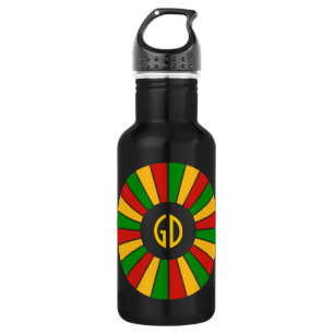 RASTAFARI-VLAG KNOP STRALEN + uw teken of monogram Waterfles
