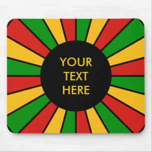RASTAFARI-VLAG KNOP STRALEN + uw teken of tekst Muismat