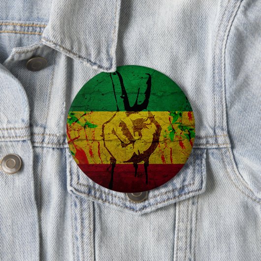 Rastafarian badge ronde button 4,0 cm (In situ)