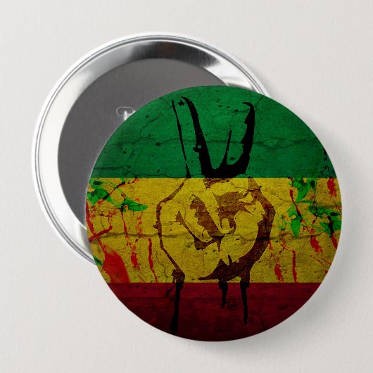 Rastafarian badge ronde button 4,0 cm (Voorkant /achterkant)