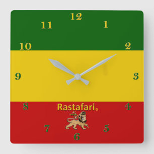 Rastafarian Bob Marley Region Wall Clock Vierkante Klok