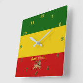 Rastafarian Bob Marley Region Wall Clock Vierkante Klok (Hoek)