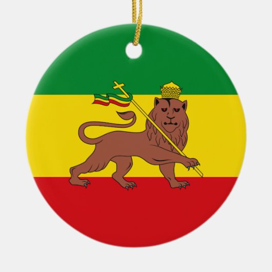 Rastafarian Flag of Ethiopia Lion of Judah Postcar Keramisch Ornament (Voorkant)