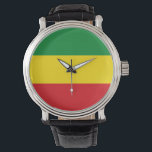 Rastafarian Flag Rasta Ethiopian Horloge<br><div class="desc">Rode,  groene en gele kleuren vertegenwoordigen de vlag van het Rastafarianisme,  maar zijn ook een vlag van Ethiopië. Hier is een Rasta-cadeau van hoge kwaliteit en een geweldig design voor alle rastafariërs. Bezoek onze winkel om meer coole Rasta-cadeautjes en andere cadeauideeën van wereldvlaggen te vinden.</div>