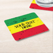 Rastafarian flag reggaalized muziek personalized kartonnen onderzetters (Schuin)