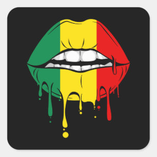 Rastafarian Jamaica Lips Vierkante Sticker