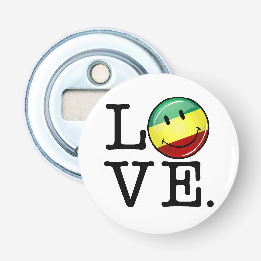 Rastafarian Love Happy Rasta Flag Button Flesopener (Voorkant)