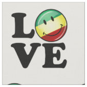Rastafarian Love Happy Rasta Flag Stof (Close Up)