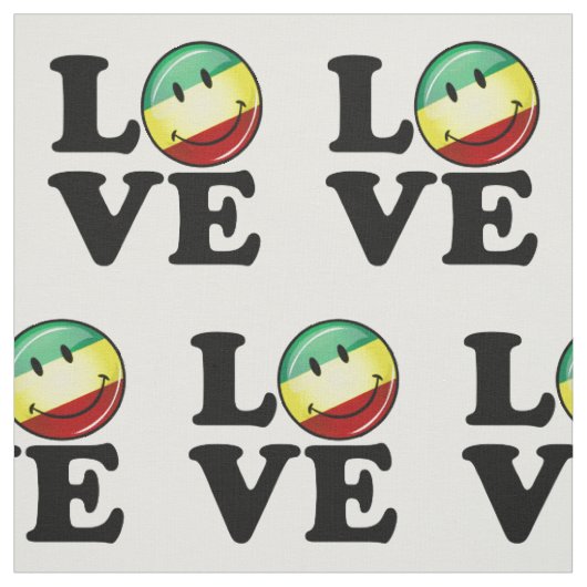 Rastafarian Love Happy Rasta Flag Stof (Swatch)