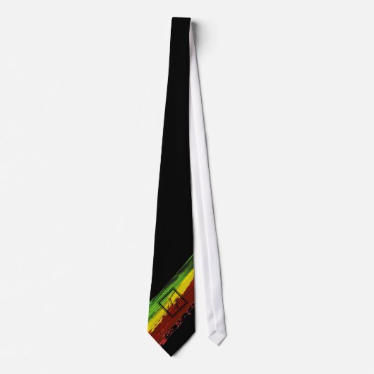 Rastafarian Paint Strokes Black Monogram One Side Stropdas (Voorkant)