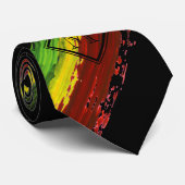 Rastafarian Paint Strokes Black Monogram One Side Stropdas (Opgerold)