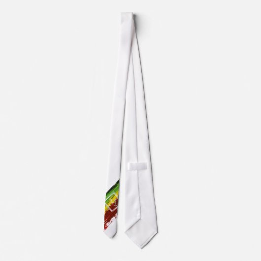 Rastafarian Paint Strokes White Monogram Stropdas (Achterkant)