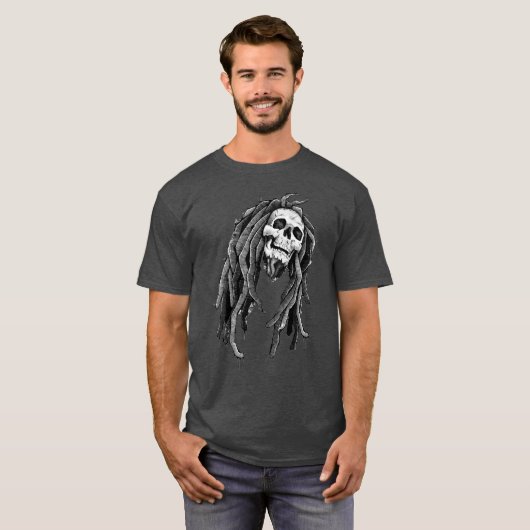 Rastafarian Skull Rasta Reggae T-shirt (Voorkant volledig)
